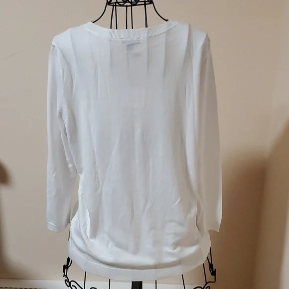 Talbots white button down sweater size M - Picture 6 of 10
